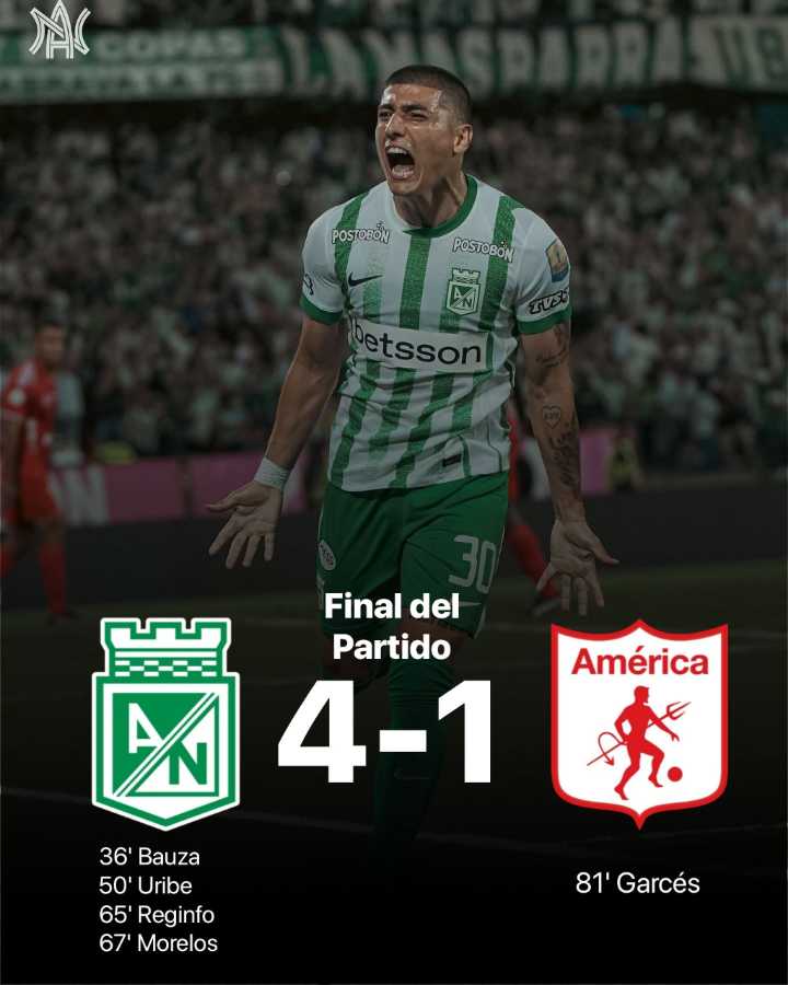 Nacional ganó con autoridad en la ida de la semifinal de Copa Colombia ante América de Cali -