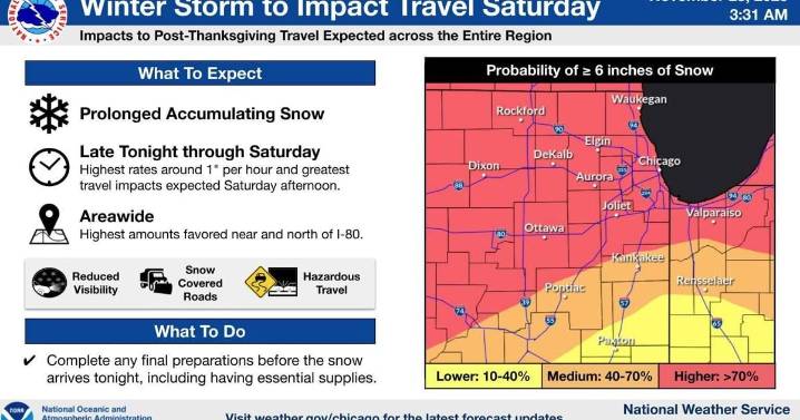 Snow arrives Friday night fouling area roadways through Saturday, officials say