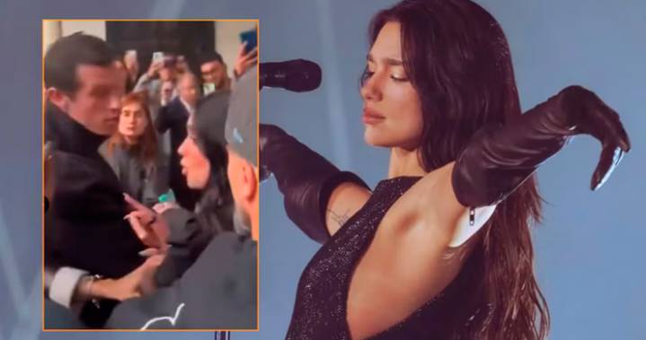 Dua Lipa pasó tenso momento en Bogotá junto con su prometido: estaba en medio de varios fanáticos