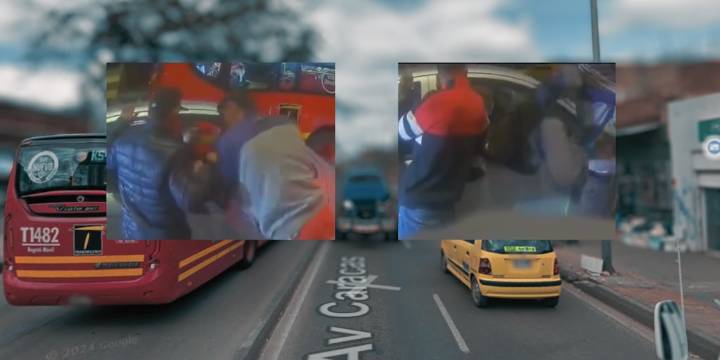 En video quedó violento asalto en avenida Caracas: ladrones rompieron ventana de un carro y se metieron de cuerpo entero, en pleno trancón