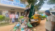 Residents protest by dumping garbage in front of panchayat office in Nelamangala