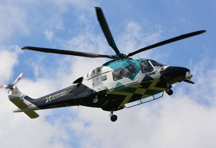 Air ambulance lands after single-car crash in Beachborough in Newington, Folkestone