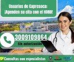 Usuarios de Capresoca ya pueden solicitar citas en el HORO sin autorización