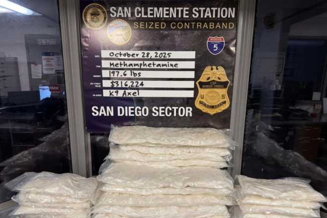 Patrulla Fronteriza en San Diego decomisa 144 kilos de metanfetamina y 32 de cocaína