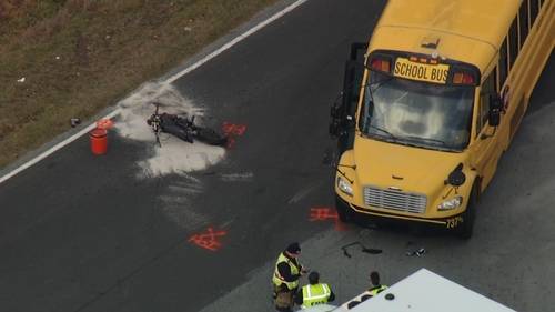 Motorcyclist killed in crash involving Wake County school bus, NCSHP says
