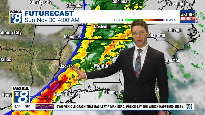 Cooler but sunny Thanksgiving, dry through Saturday, rain Sunday