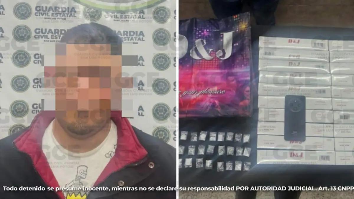Wilmer “N” fue detenido con drogas y cigarros apócrifos en SLP