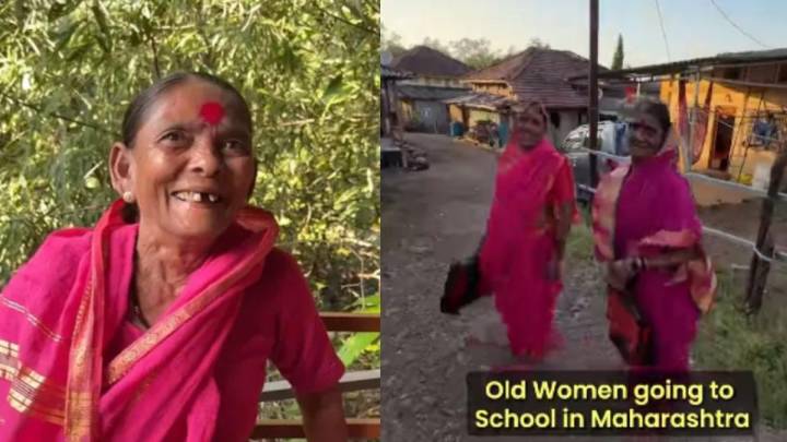 Elderly women attends school in Maharashtra