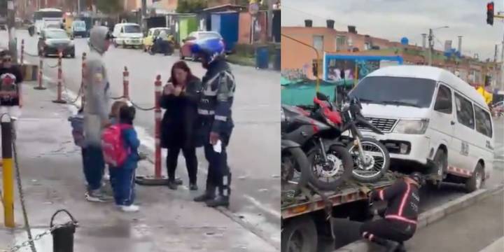 Ruta escolar inmovilizada en Bogotá deja a niños en la calle esperando y genera debate por procedimiento de tránsito