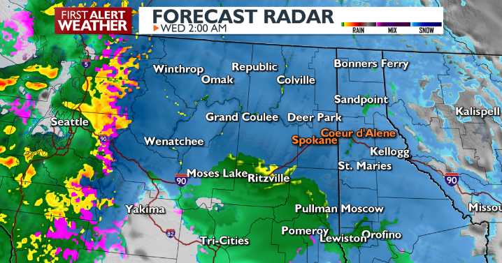 ☔ Some spotty light rain for your Spokane Sunday, with MTN snow and local snow possible Thanksgiving week
