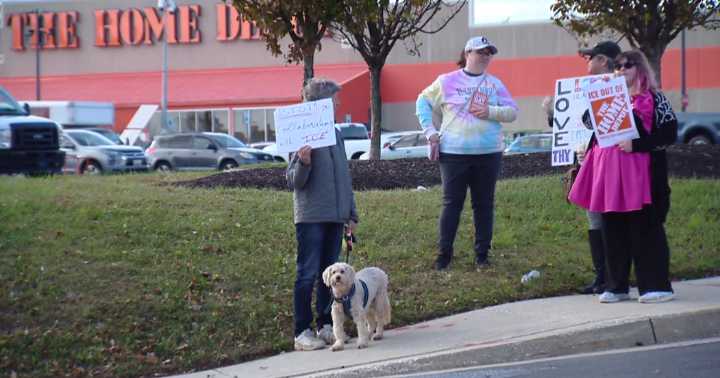 Immigration advocates rally in Baltimore County amid national "ICE Out of Home Depot" protest
