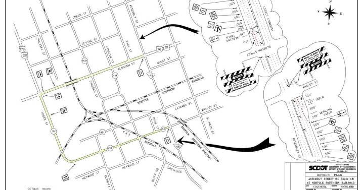 Section of Assembly Street to close for railroad track repairs next week