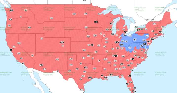 Broncos vs. Chiefs TV broadcast map for Week 11