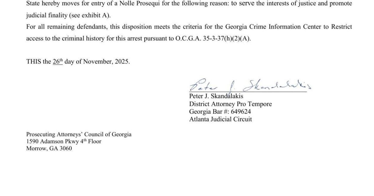 Georgia prosecutor drops Trump election interference case