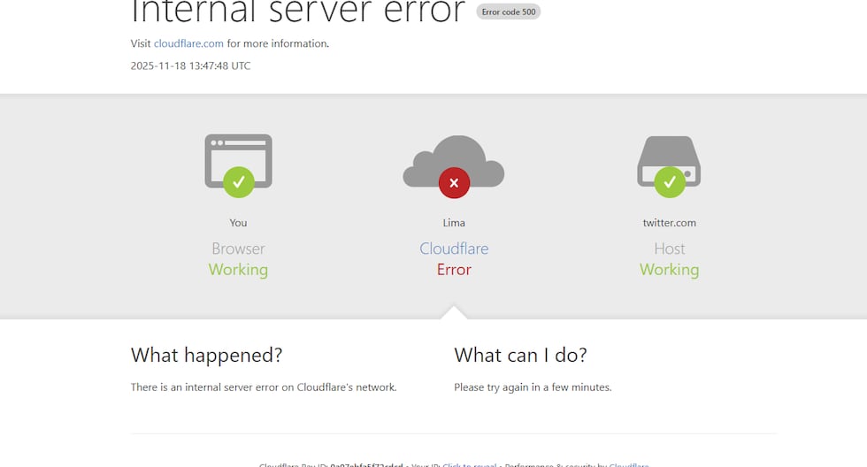 Falla global en Cloudflare provoca caídas en X, ChatGPT y otros servicios