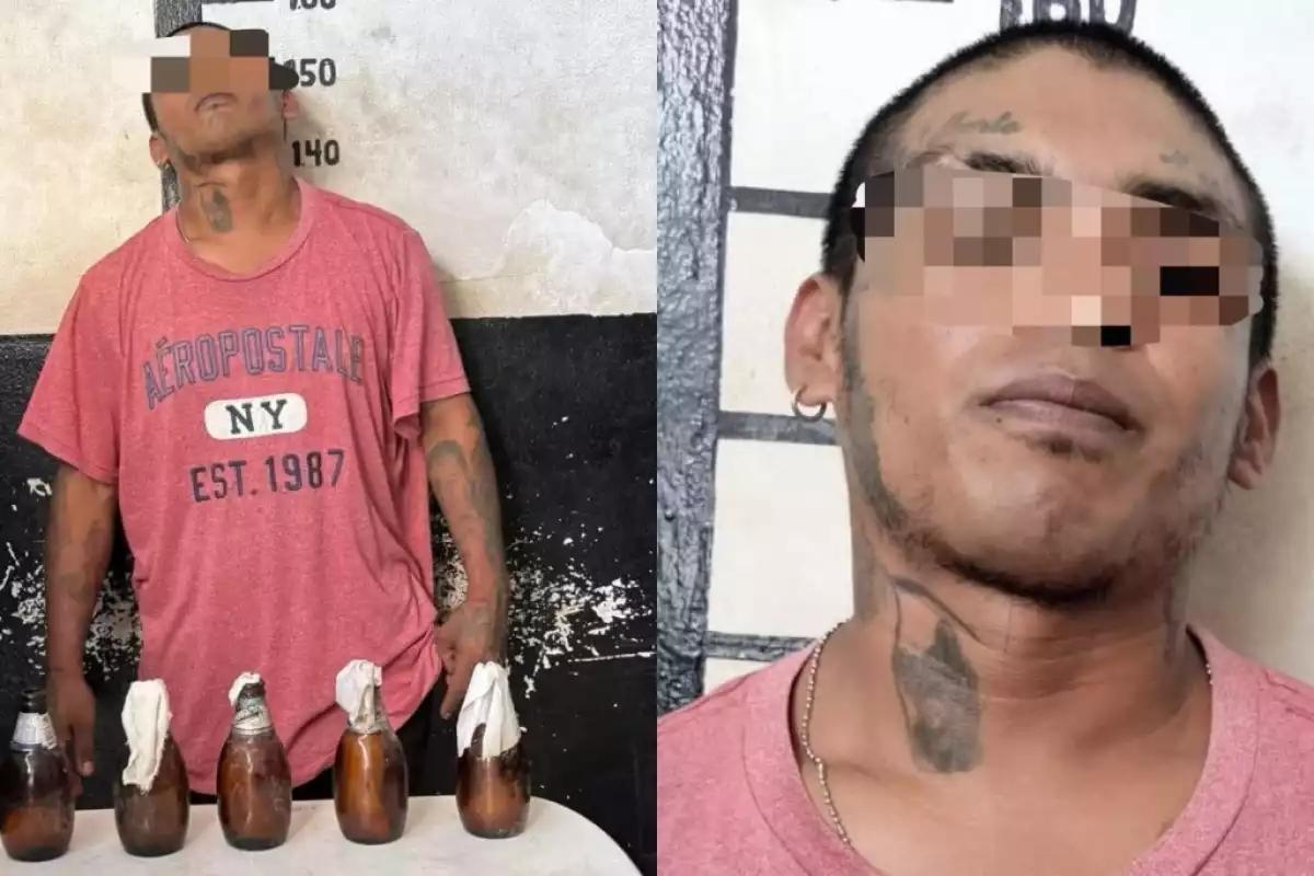 Detienen a un hombre en Tizimín con drogas y cinco bombas molotov