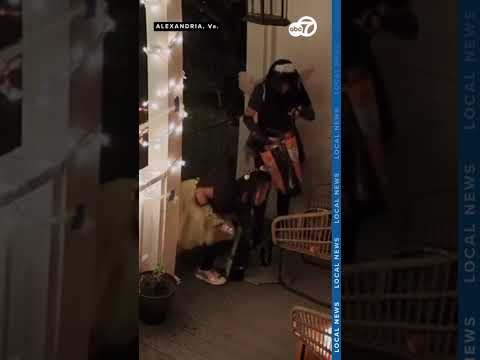 Trick-or-treaters in Virginia refill empty bowl with their own candy