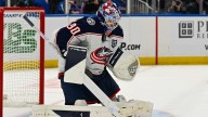 Blue Jackets’ Elvis Merzlikins fights tears after brutal Islanders collapse