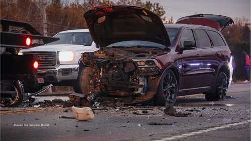 2 children among 5 injured in head-on car crash near Route 14 and Lembcke Road in unincorp. Harvard, Illinois: fire officials