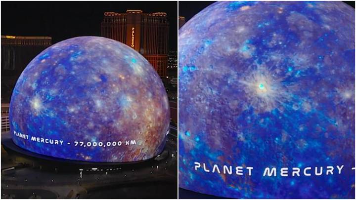 ¡Impresionante! Proyectó el planeta Mercurio en esfera de Las Vegas 🎦