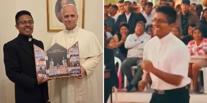 “Padre bailarín” de Lambayeque viaja al Vaticano y sorprende al papa León XIV con emotivo obsequio