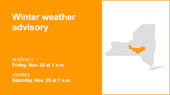 NY weather: Winter weather advisory affecting part of New York Friday and Saturday