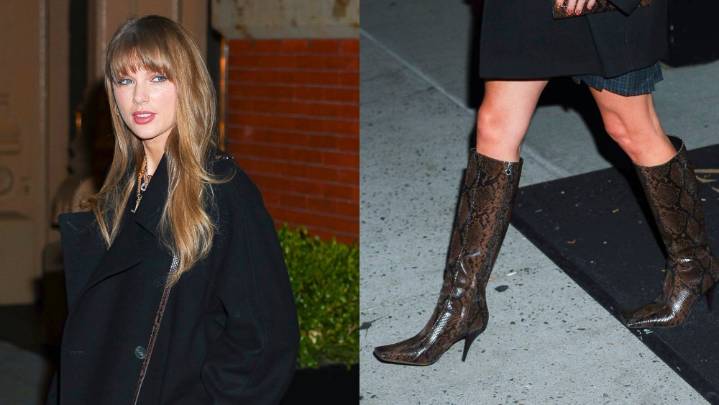 Taylor Swift Endorses Snakeskin Trend in Stella McCartney Vegan Boots