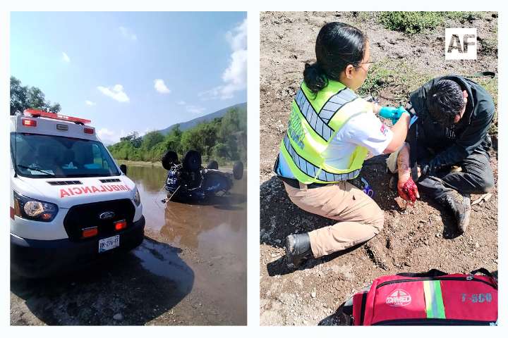 Vehículo todo terreno vuelca en brecha del río de Picachos; un lesionado fue auxiliado por paramédicos del CRUM