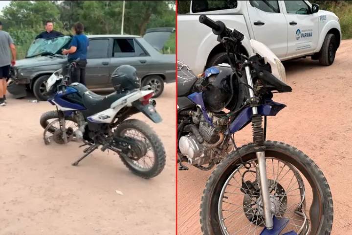 Chocaron una moto y un auto en Paraná: dos personas resultaron heridas