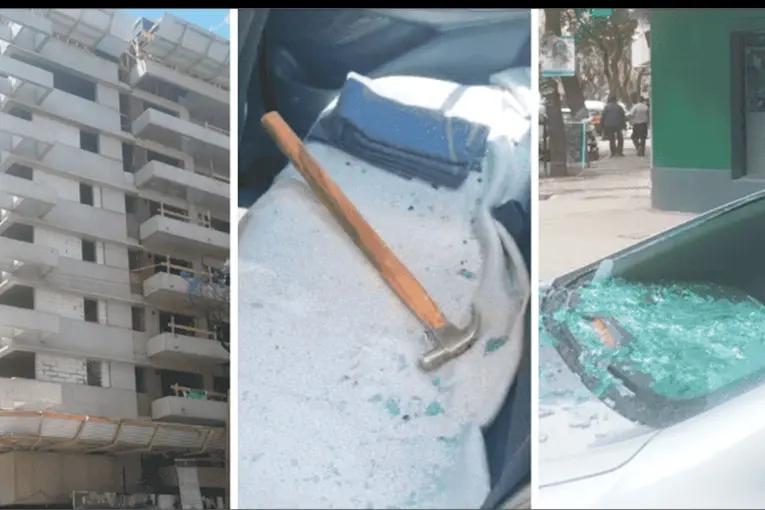Circulaban en el auto y les cayó un martillo desde un edificio: “De milagro no nos matamos”
