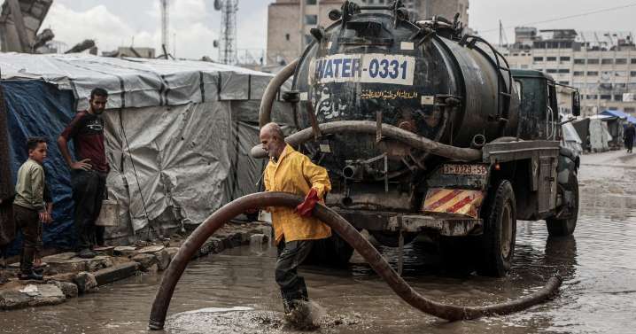 Heavy rain floods camps in Gaza, worsening conditions for displaced Palestinians