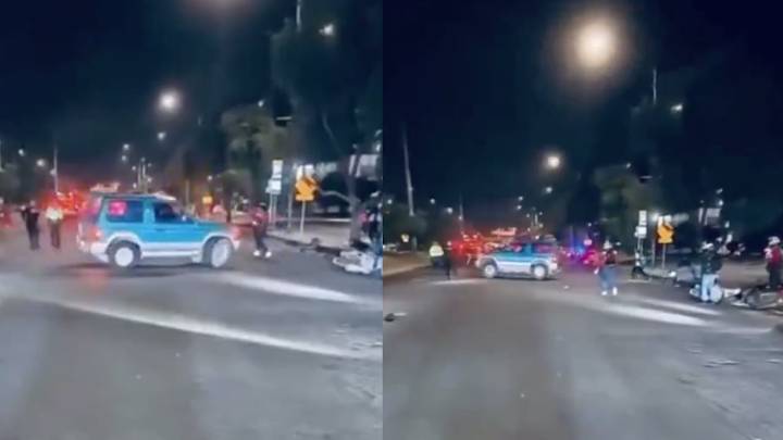 Video del momento exacto en el que conductor atropella a motociclistas y desata persecución, en Bogotá; moteros lo lincharon