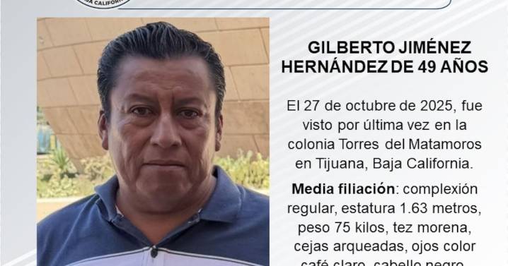 Se busca a Gilberto Jiménez Hernández de 49 años