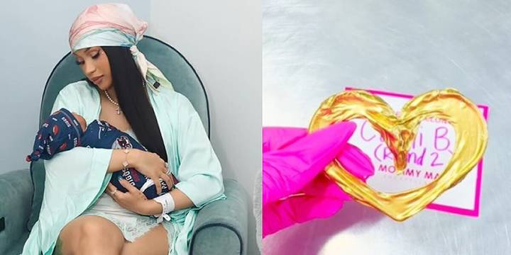 Cardi B convierte el cordón umbilical de su bebé en una joya de oro