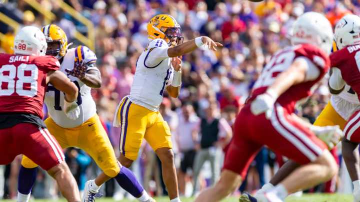 LSU football quarterback Michael Van Buren's stats vs Arkansas