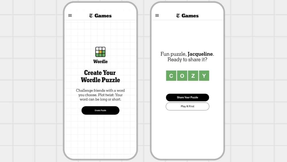 Wordle Launches Create Your Own Puzzle Feature on NYT Games