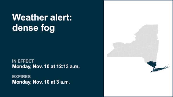 NY weather: Prepare for dense fog in part of New York until 3 a.m. Monday