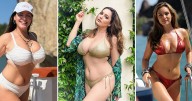 I'm A Celeb Kelly Brook's best bikini snaps from soaking wet to cheeky straddle