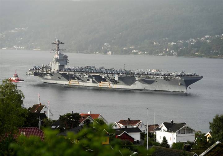 U.S. aircraft carrier nears Venezuela in flex of American military power