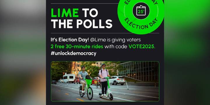 Lime offers FREE rides to and from polls