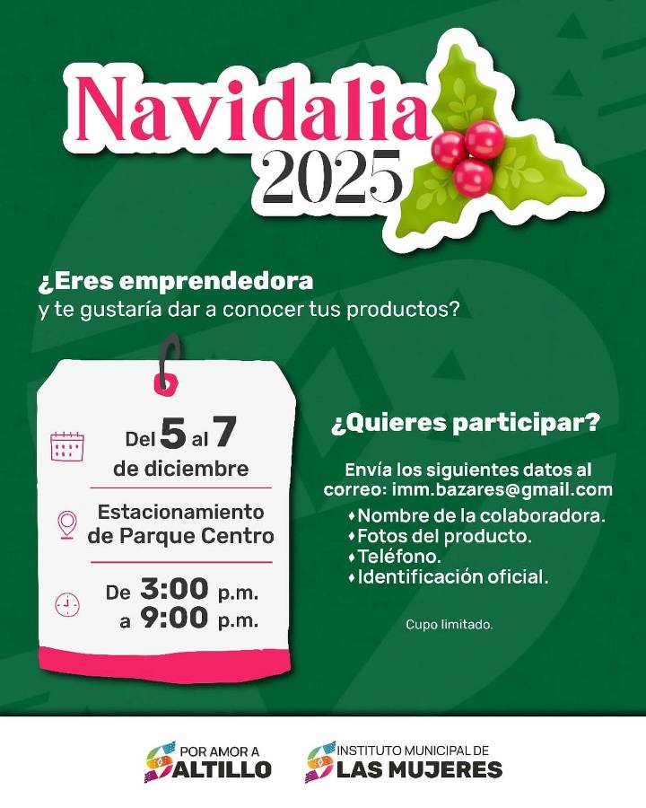 Invitan a emprendedoras a participar en Navidalia 2025