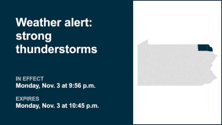 Update: Pea-sized hail foreseen with thunderstorms in Northern Wayne and Susquehanna County Monday