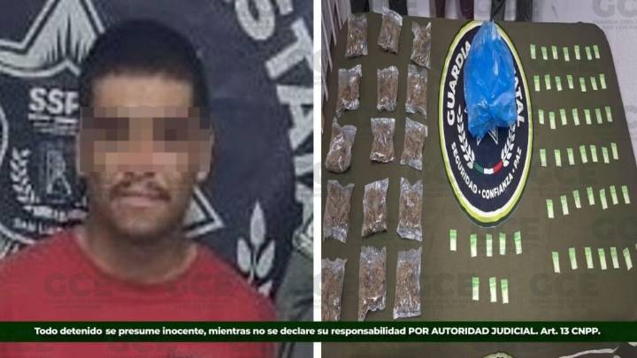 Detienen en Tamuín a hombre con más de 60 dosis de droga