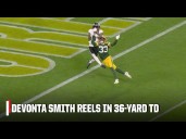 Jalen Hurts airs it out to DeVonta Smith for 36
