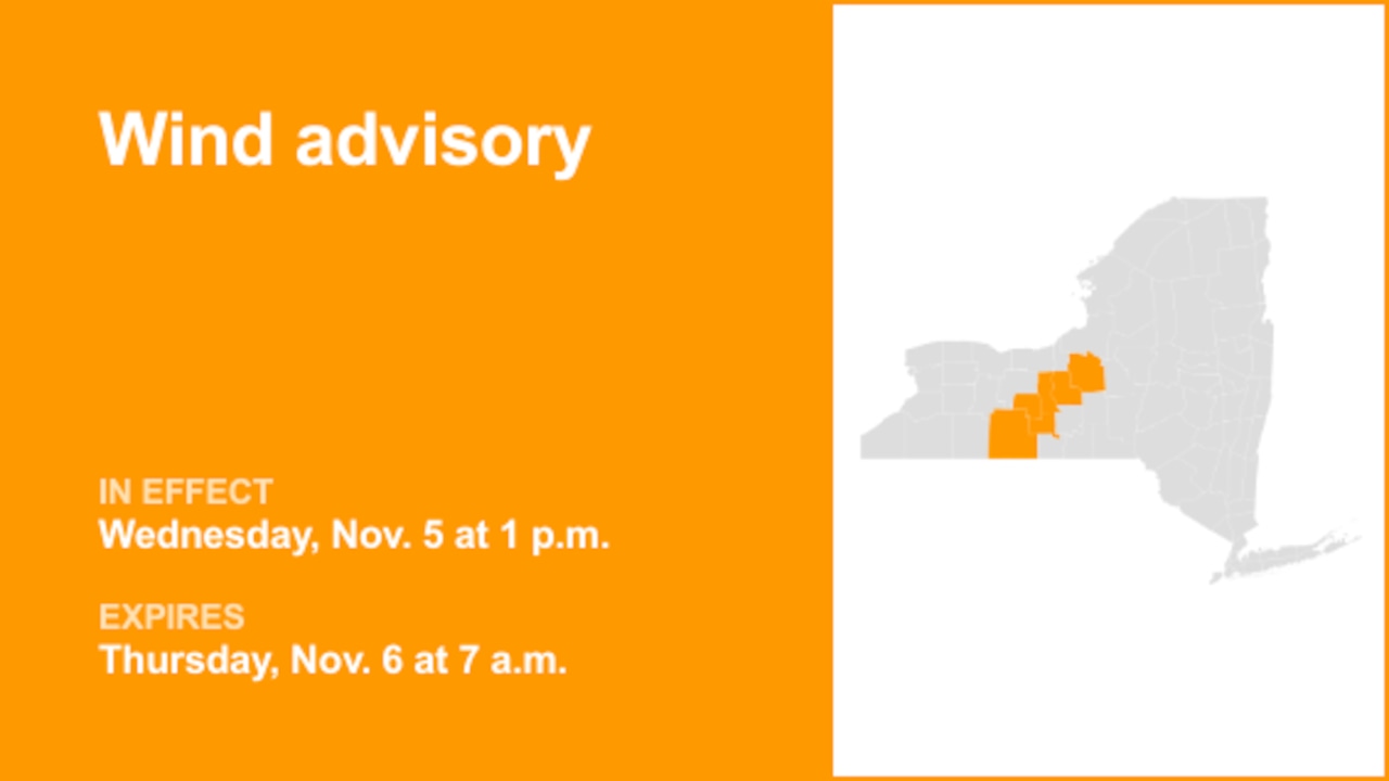 Update: Wind advisory for New York until Thursday morning
