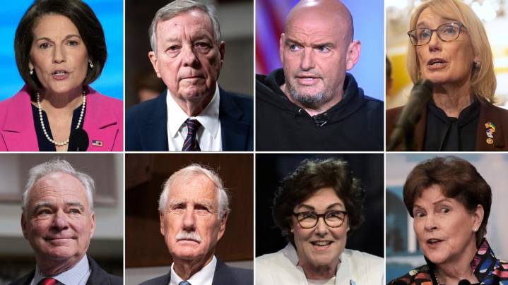 Which Senators broke ranks with Democrats to advance Republican plan to end the shutdown?