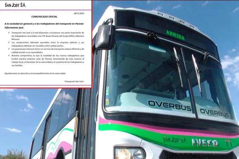 Colectivos: Transporte San José afirma que incorporará “una parte importante del personal” de Buses Paraná