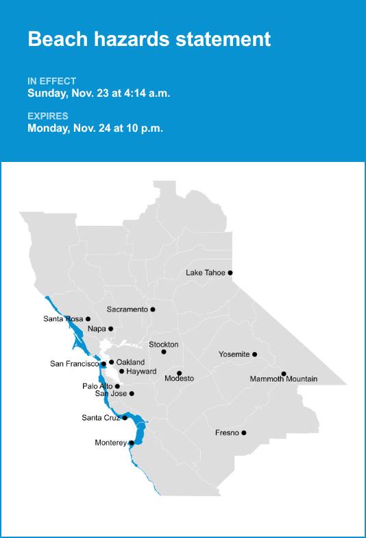 Beach hazards statement issued for Bay Area Shorelines until Monday night