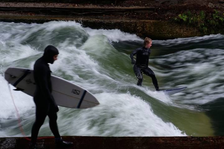Munich’s famous river wave has vanished after a cleanup. Surfers hope it will return soon