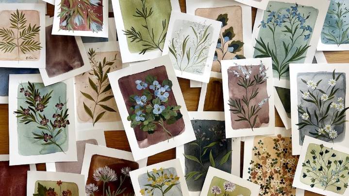 This Michigan-based watercolor artist is a designer favorite for botanical textiles
